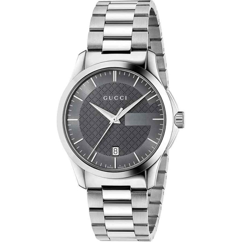 Gucci G-Timeless Unisex Stainless Steel Bracelet Watch - 38mm Grey Dial YA126441