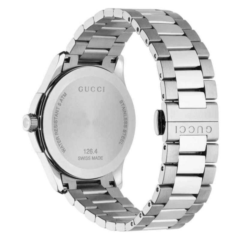 Gucci G-Timeless Unisex Stainless Steel Bracelet Watch - 38mm Grey Dial YA126441 - Image 2