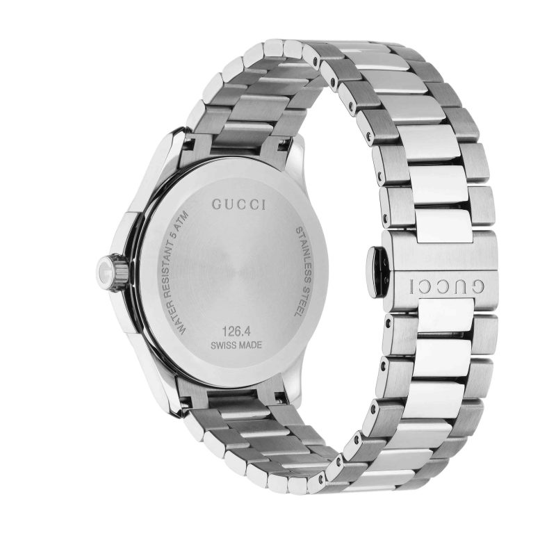 Gucci G-Timeless Unisex Stainless Steel Bracelet Watch - 38mm Silver Dial YA126442 - Image 3