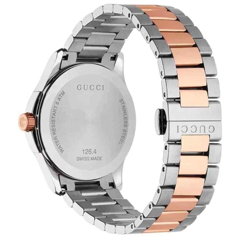 Gucci G-Timeless Unisex Two-Tone Bracelet Watch - 38mm Grey Dial YA126446 - Image 3