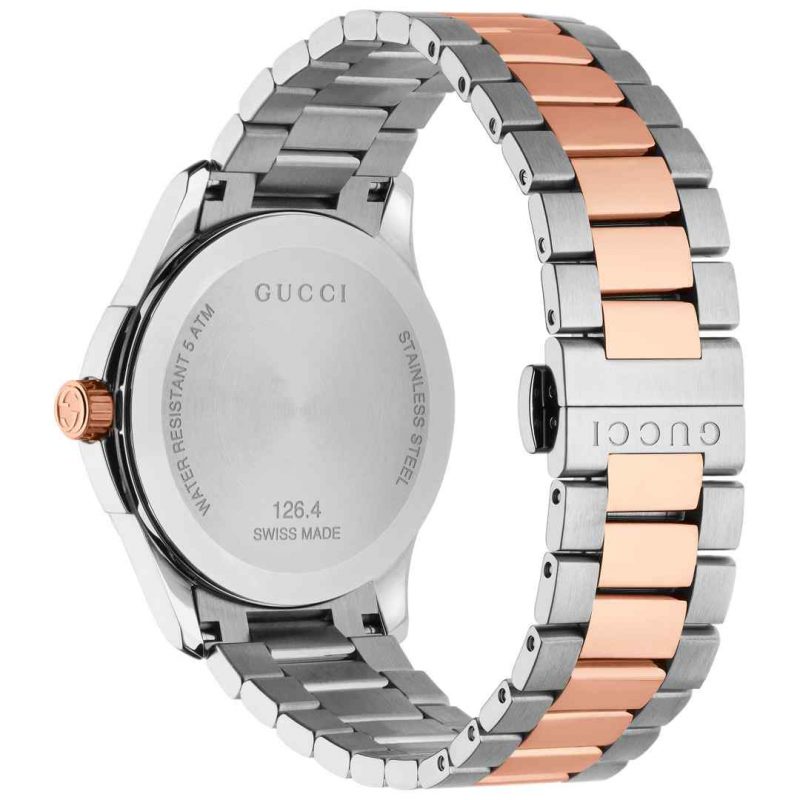 Gucci G-Timeless Unisex Two-Tone Bracelet Watch - 38mm Silver Dial YA126473 - Image 3