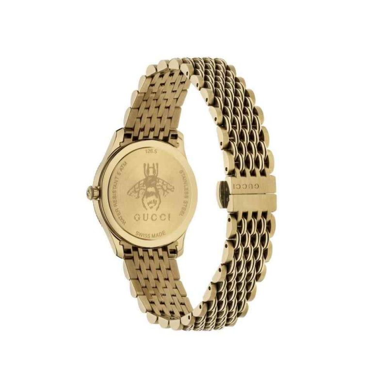 Gucci G-Timeless Ladies Gold PVD Bee Watch - 29mm Gold Dial & Milanese Bracelet YA1265021 - Image 3