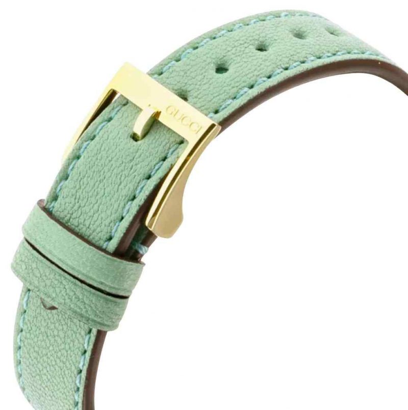 Gucci G-Timeless Ladies Gold PVD Bee Watch - 29mm Silver Dial & Green Leather Strap YA1265040 - Image 3