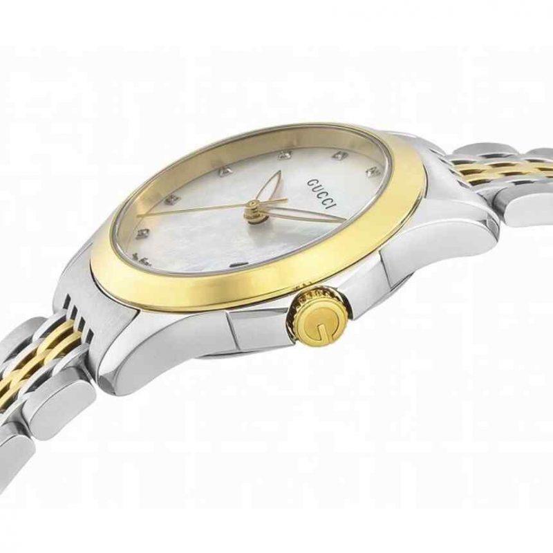 Gucci G-Timeless Ladies Two-Tone Diamond Watch - 29mm Mother-of-Pearl Dial YA126513 - Image 2