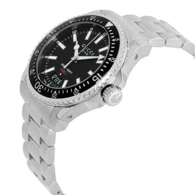 Gucci Dive Men's Swiss Quartz Watch - 40mm Black Dial & Stainless Steel Bracelet YA136301 - Image 2