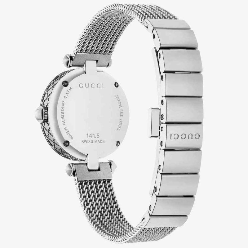 Gucci Horsebit Ladies Gold PVD Mother-of-Pearl Watch - 28mm Black Leather Strap YA141505 - Image 2
