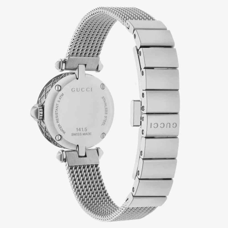 Gucci Horsebit Ladies Diamond Mother-of-Pearl Watch - 28mm Steel Mesh Bracelet YA141512 - Image 3