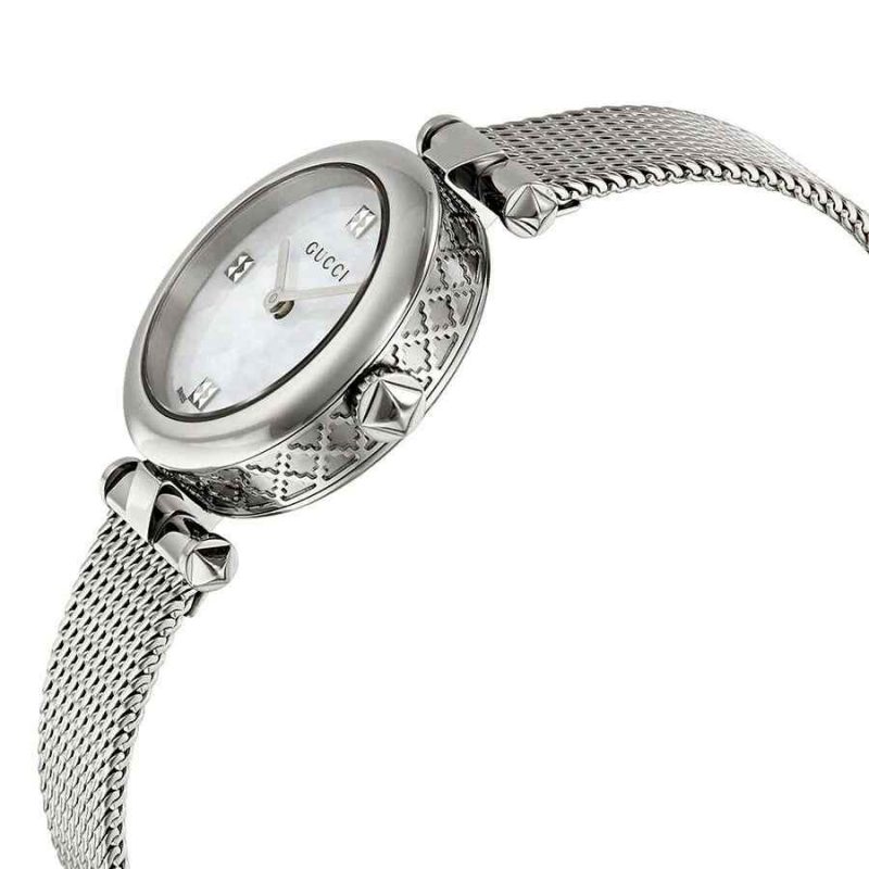 Gucci Horsebit Ladies Diamond Mother-of-Pearl Watch - 28mm Steel Mesh Bracelet YA141512 - Image 2