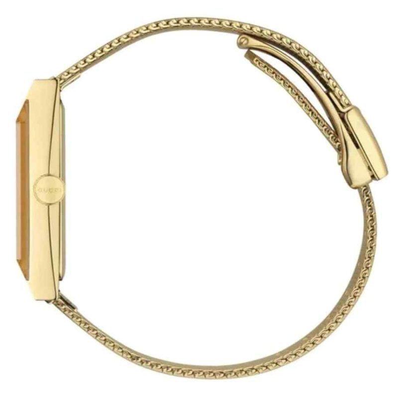 Gucci G-Frame Ladies Gold PVD Mother-of-Pearl Web Bee Watch - Rectangular Case & Mesh Bracelet YA147410 - Image 2