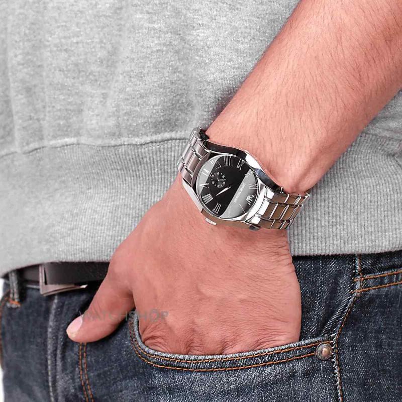 Emporio Armani Men's Classic Watch - AR0680 Black Dial & Stainless Steel Bracelet - Image 4