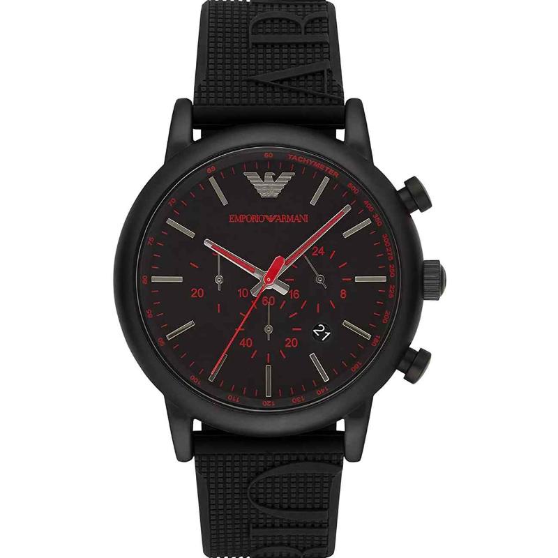 Emporio Armani Men's Chronograph Watch - AR11024 Black Dial & Black Silicone Strap