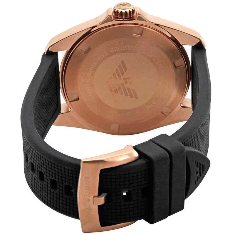 Emporio Armani Men's Sports Watch - AR11101 Rose Gold PVD & Black Rubber Strap - Image 4