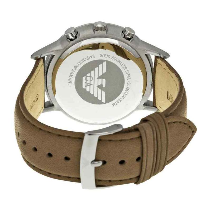 Emporio Armani Men's Chronograph Watch - AR2471 Silver Dial & Brown Leather Strap - Image 3