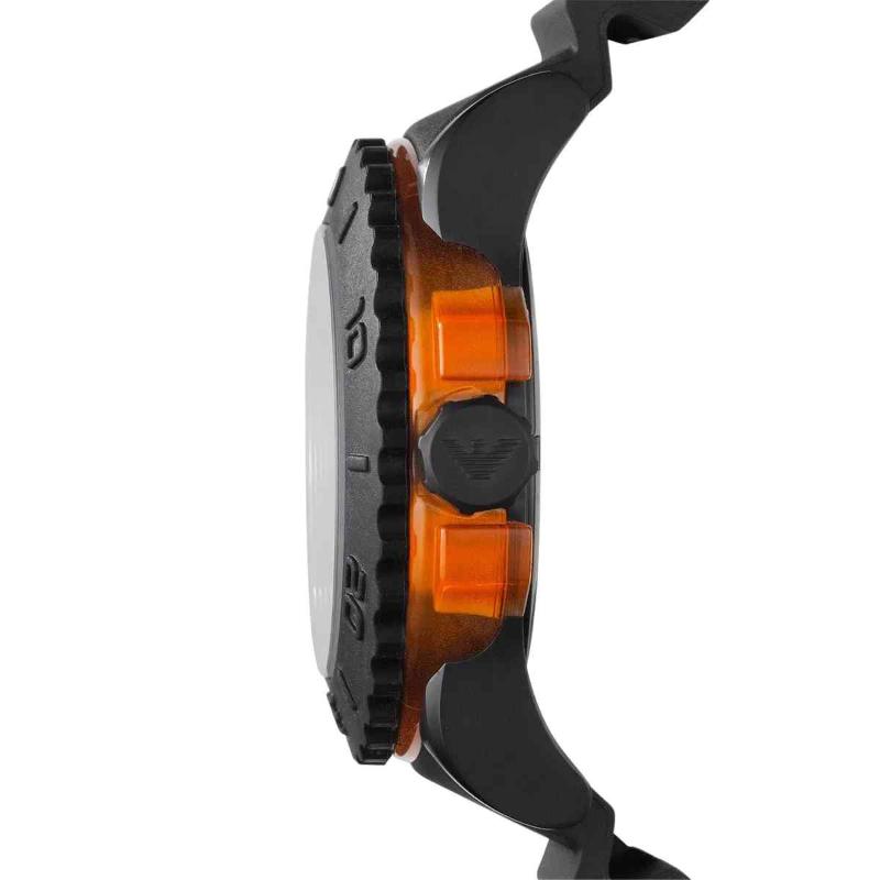 Emporio Armani AR5969 Men’s Sport Dive Watch – Black Dial, Black Rubber Strap - Image 2